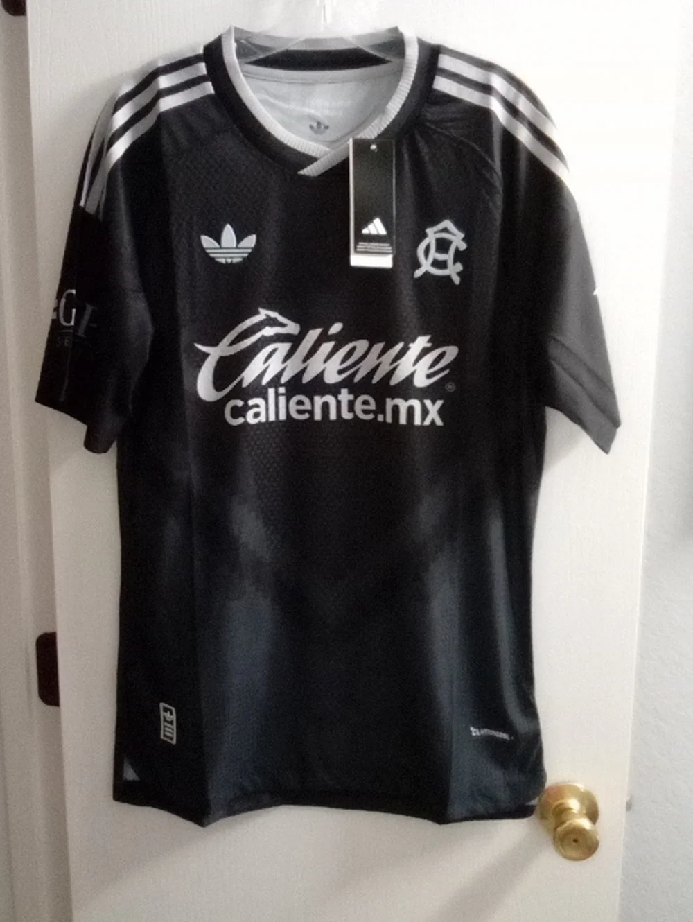 adidas Men’s Black & White Soccer Jersey with Caliente Logo
